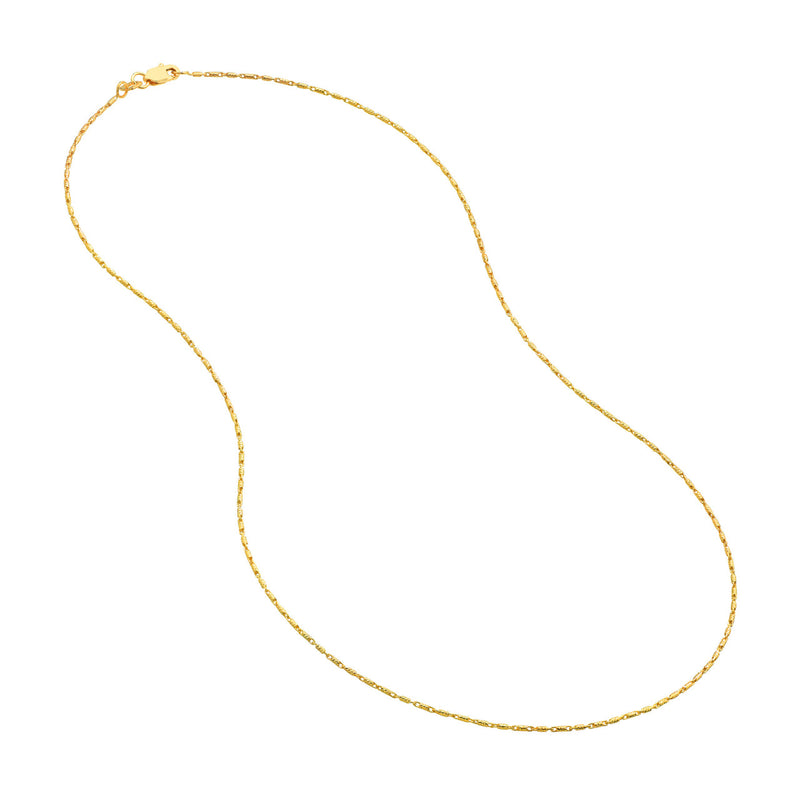 14K YG Diamond Cut Tube Bead Chain 20"