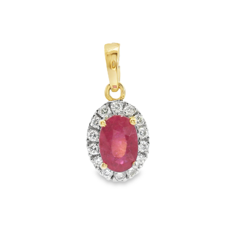 10K YG Ruby & Diamond Pendant