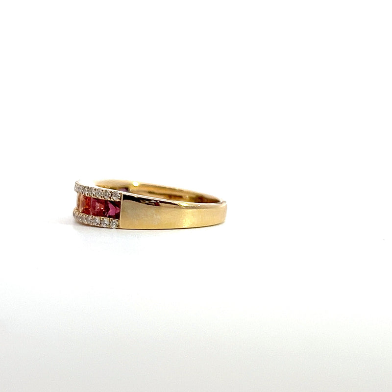 14K YG Rainbow Sapphire & Diamond Band