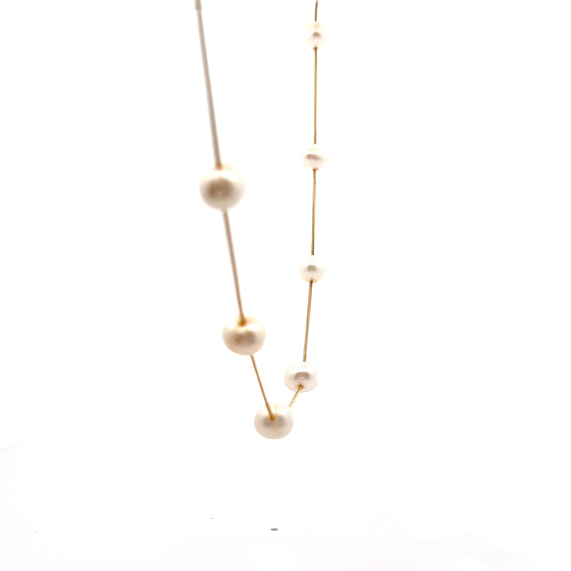 14K YG Pearl Station Necklace 20"