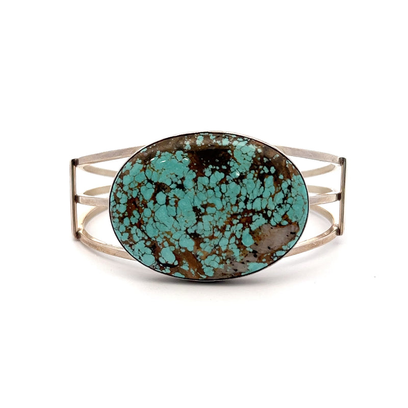 Sterling Silver Large Oval Turquoise Bracelet