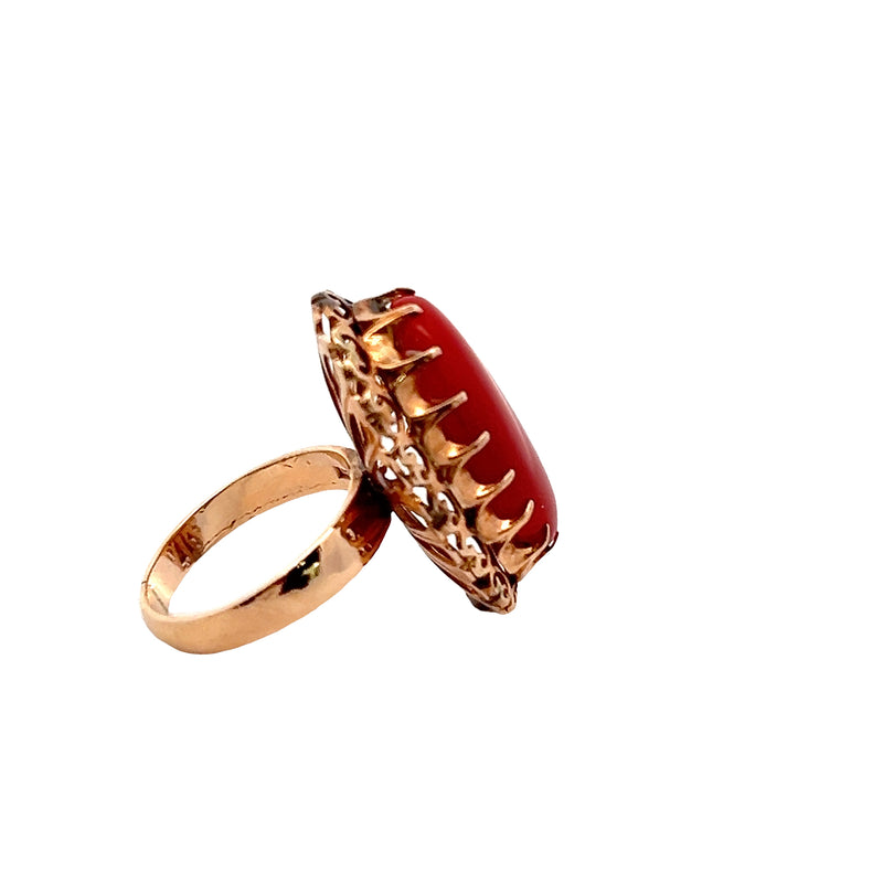 14K YG Coral Ring