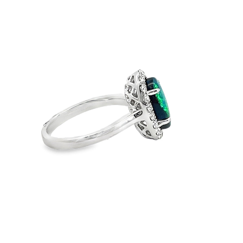 18K WG OPAL/DIAMOND RING