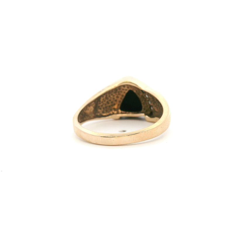 14K YG Faceted Black Onyx & Diamond Ring