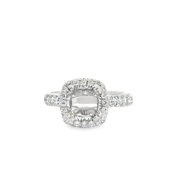 14K WG Halo Diamond Semi Mount