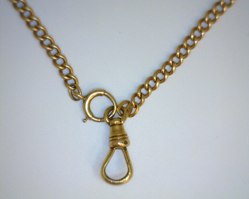 14K YG POCKET WATCH CHAIN & FO