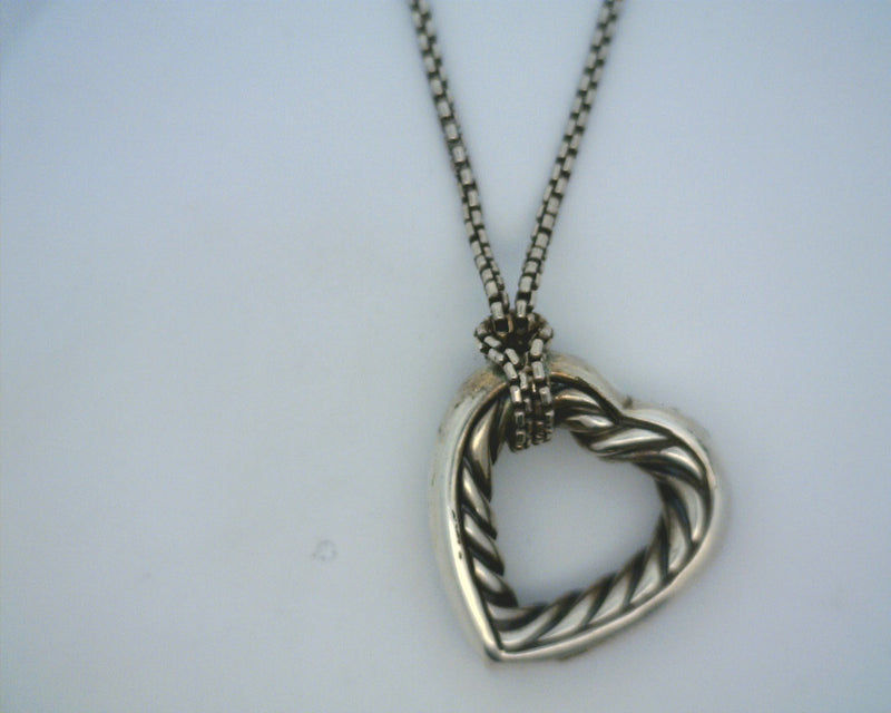 David Yurman Sterling Silver & 18K Yellow Gold Open Heart Cable Pendant