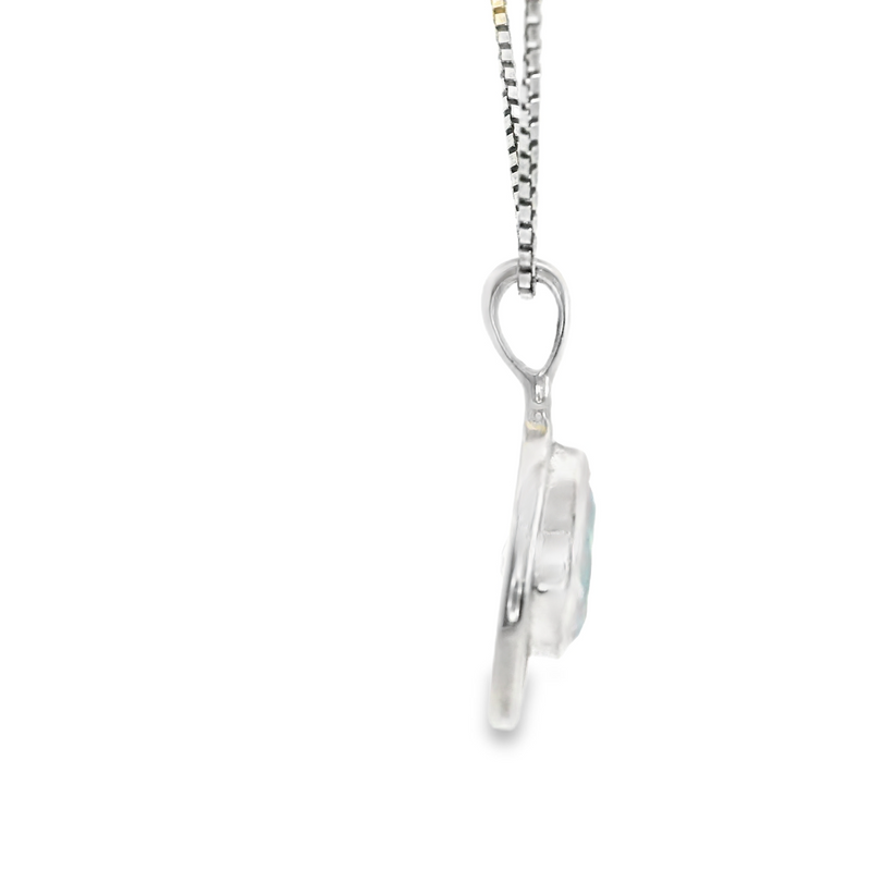 Sterling Sliver Blue Topaz Pendant with 16" Chain