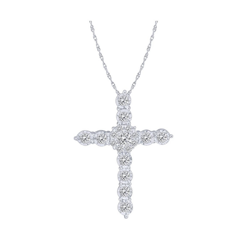 10K WG Diamond Cross Pendant