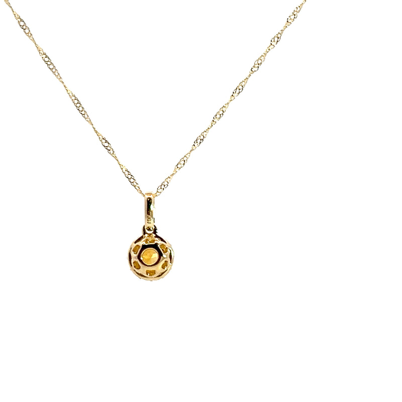 14K YG Golden Tourmaline & Diamond Pendant