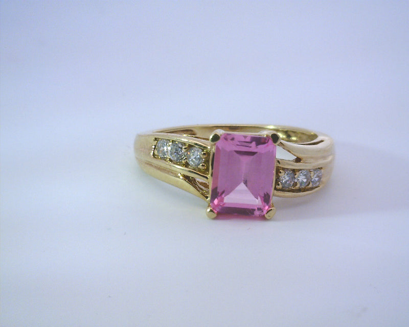 10K YG Pink & Clear CZ Ring