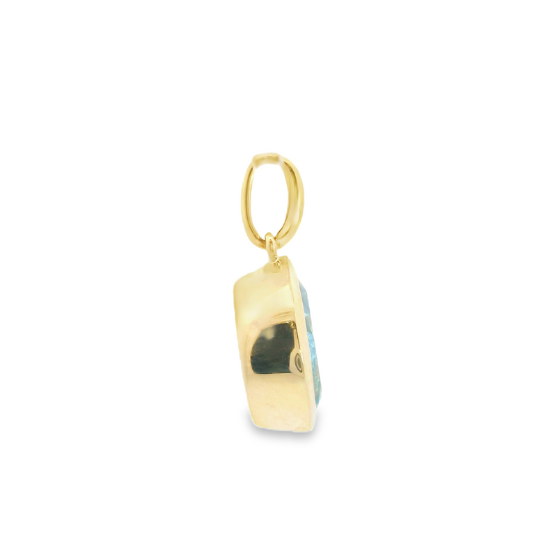 10K YG Bezel Set Blue Topaz Pendant
