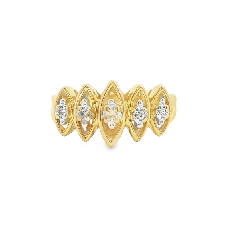 14K YG 5 Stone Diamond Ring