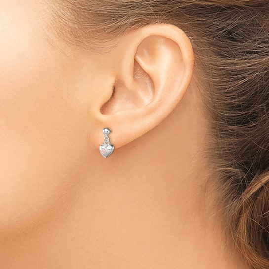 SS Heart with Enamel Dangle Earrings