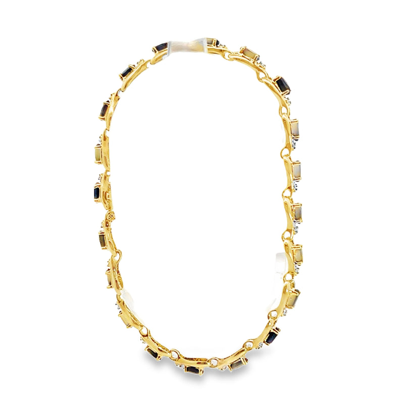 10K YG Sapphire & Diamond Tennis Bracelet