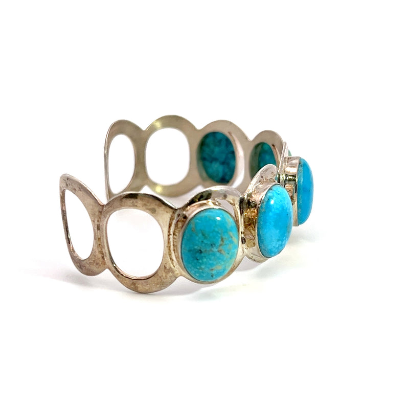 Sterling Silver 5 Stone Turquoise Cuff Bracelet