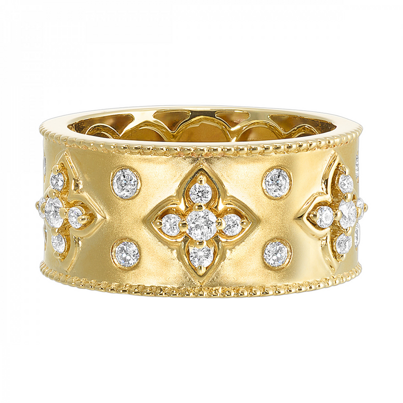 14K YG Wide Diamond Band