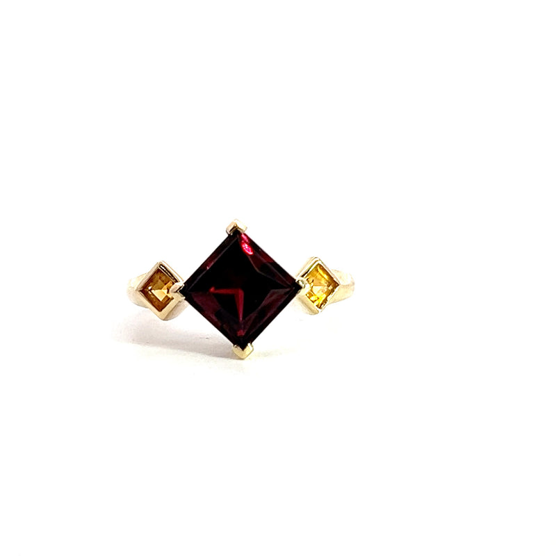 14K YG Garnet & Citrine Ring