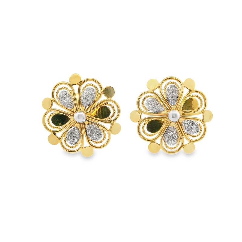 22K Two Tone Gold Earrings