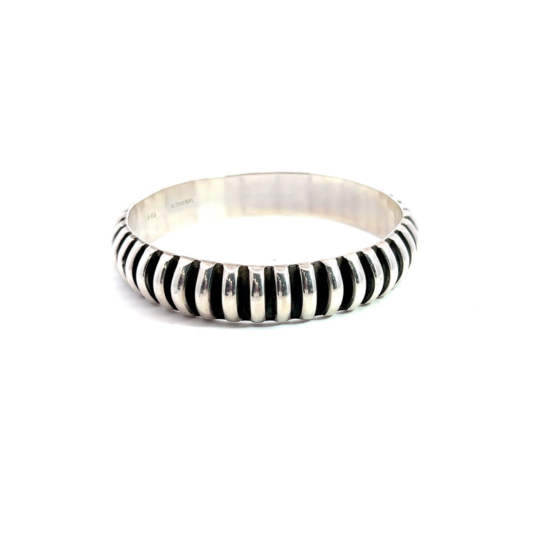 Sterling Silver Ridged Bangle Bracelet