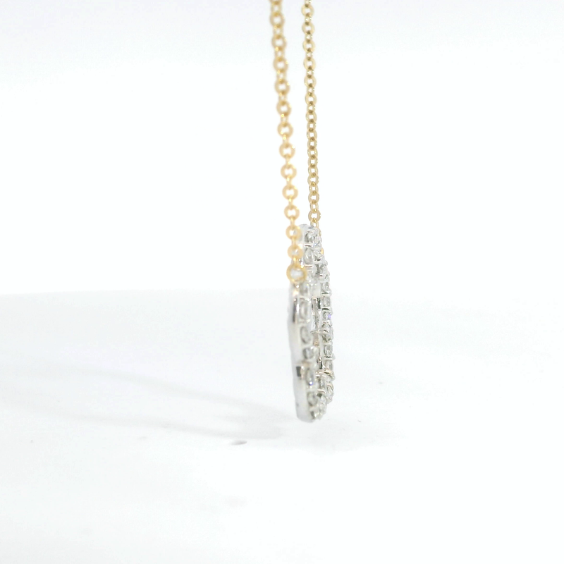 14K Two Tone Flower Diamond Necklace