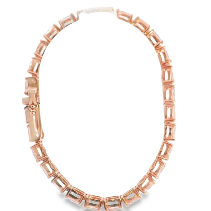 Rose Gold Plated Sterling Silver Morganite Bracelet 6.5"