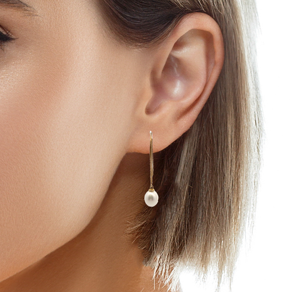 14K YG Pearl Drop Earrings