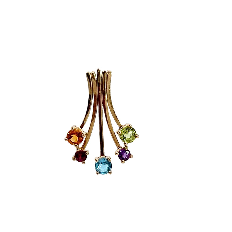 14K YG 5 Piece Multi Gemstone Pendant