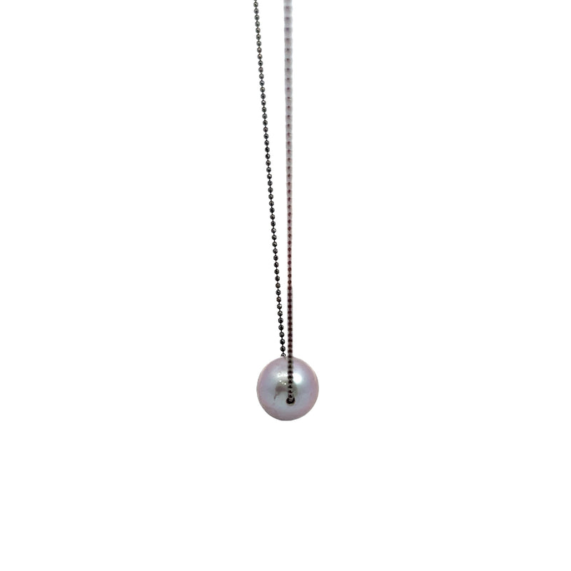 Black Plated Grey Pearl Necklace