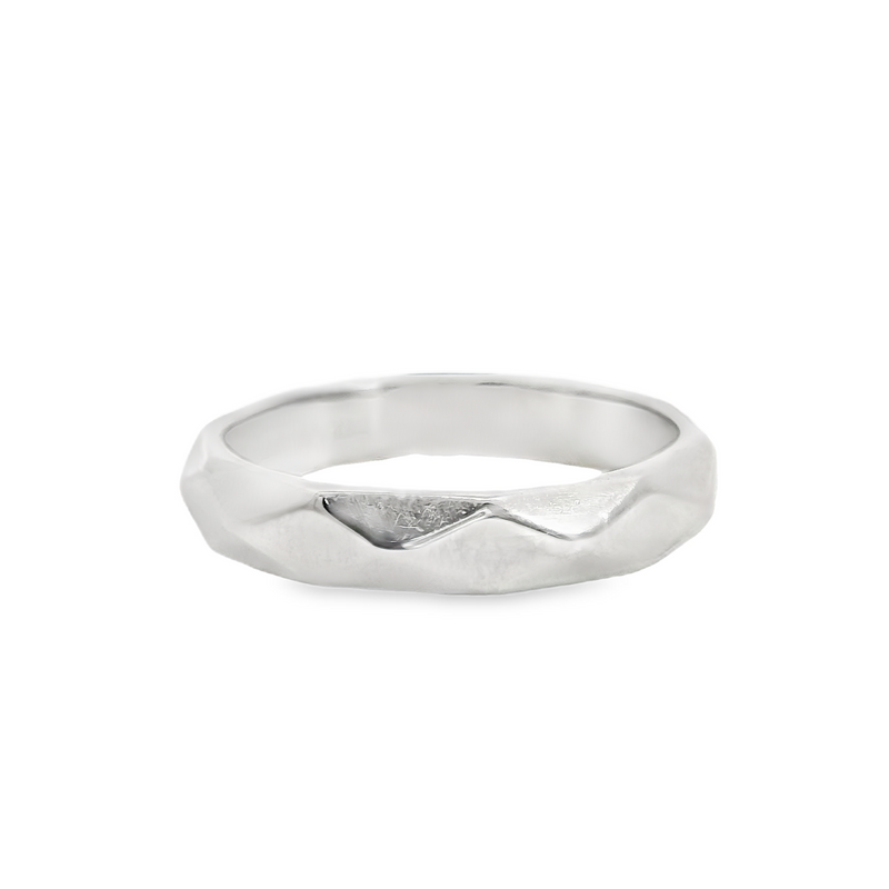14K WG Diamond Cut Wedding Band