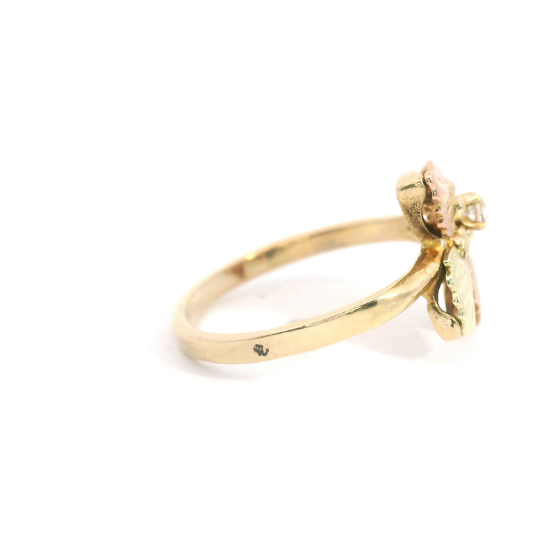 14K Tri Color Diamond Ring
