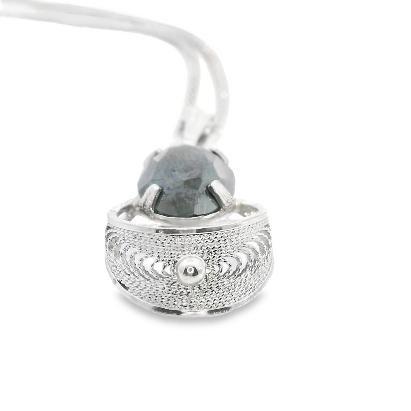 Sterling Silver Hematite Pendant and 16" Link Chain