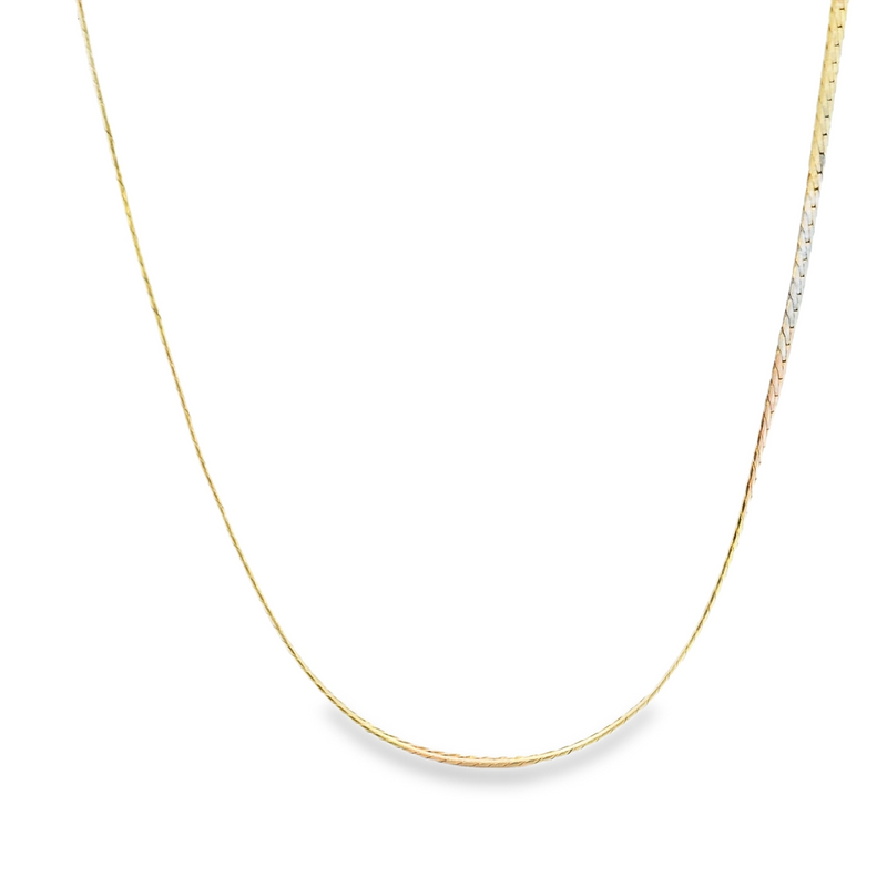 14K Tri Color Herringbone Necklace 24"