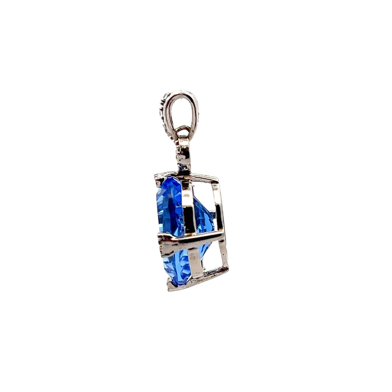 Sterling Silver Blue Glass Pendant