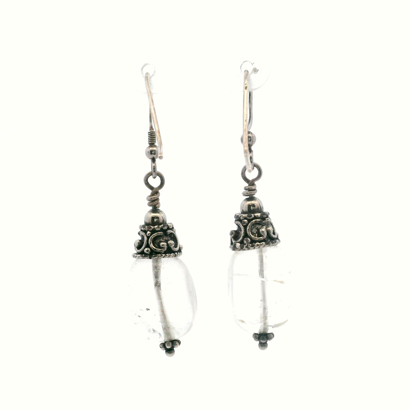 Sterling Silver Dangle Earrings with Clear Stones