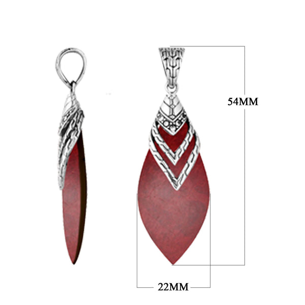 Sterling Silver Reconstituted Red Coral Pendant