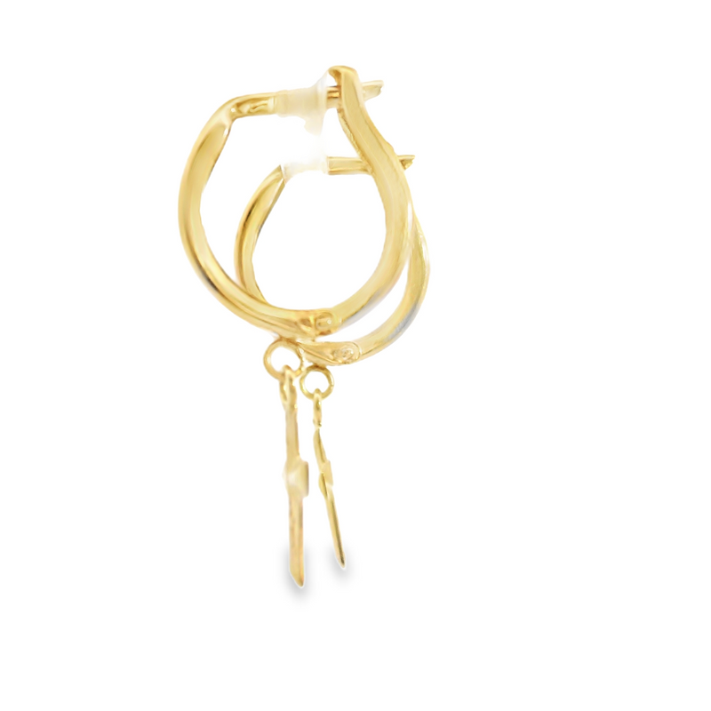 14K YG Cross Hoop Earrings