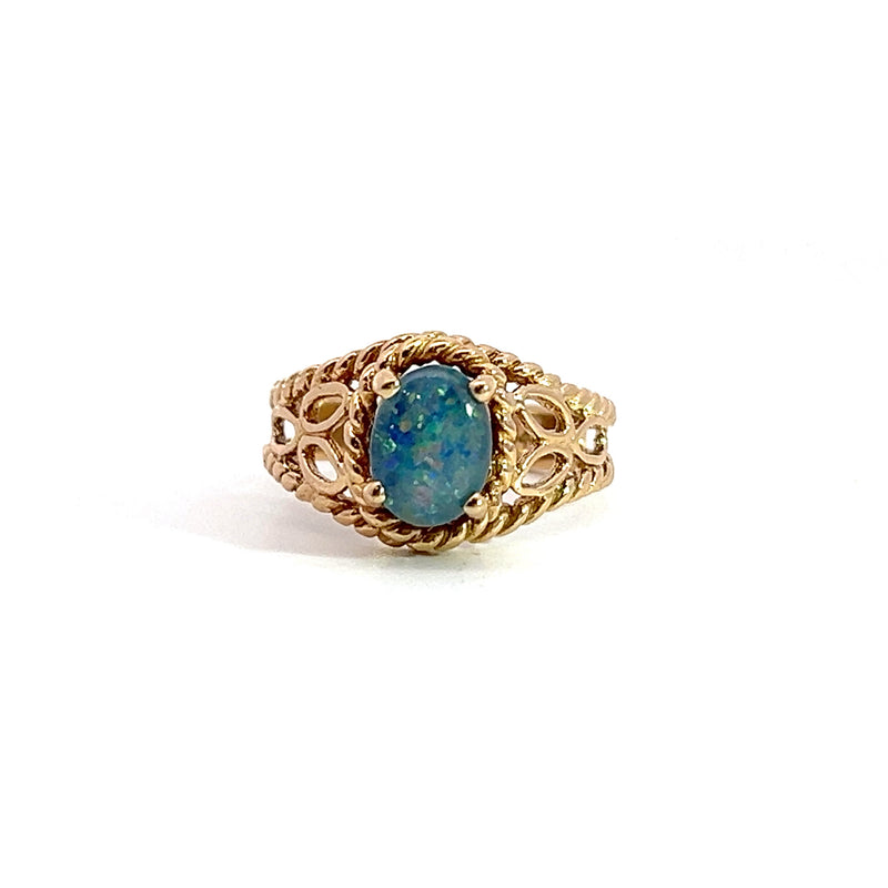 14K YG Opal Triplet Ring