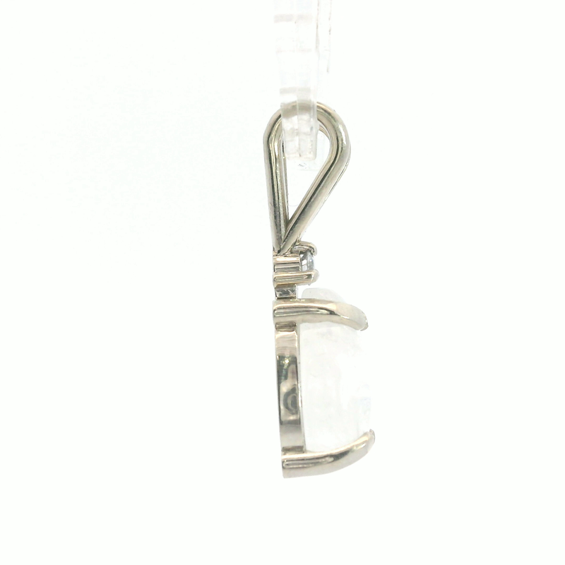 14K WG Moonstone & Diamond Pendant