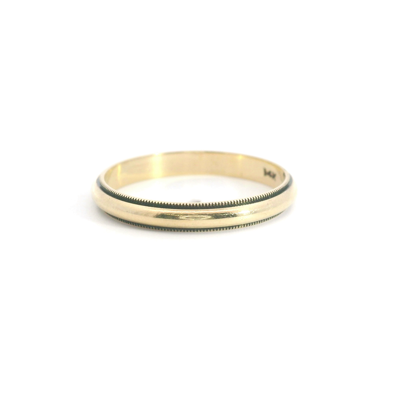 14K YG Milgrain Wedding Band