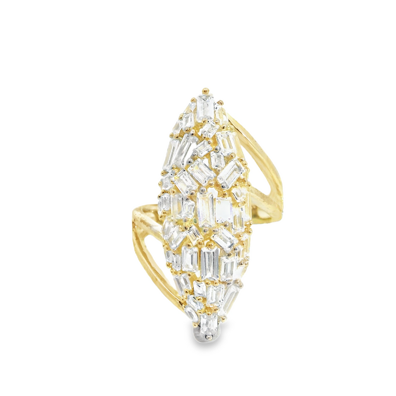 Gold Plated CZ Wide Ring