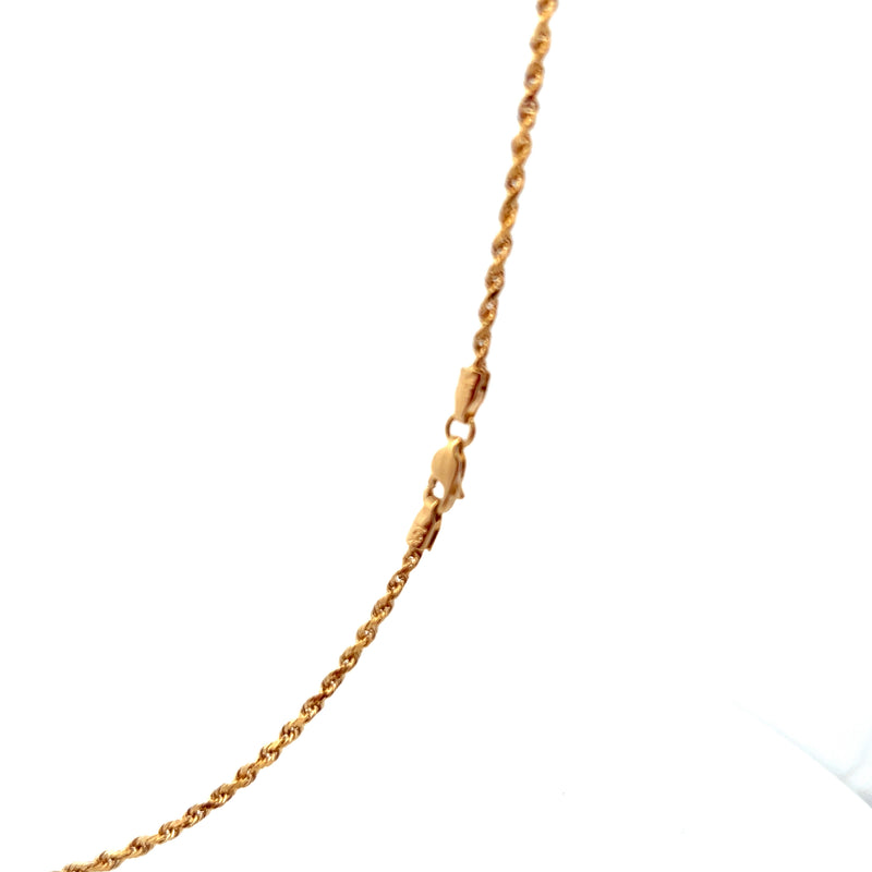 14K YG Diamond Cut Rope Chain 18" 2.0mm