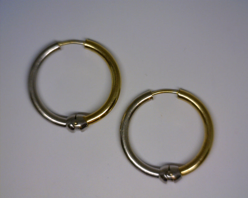 14K TT HOOP EARRINGS 4.4 GRAMS