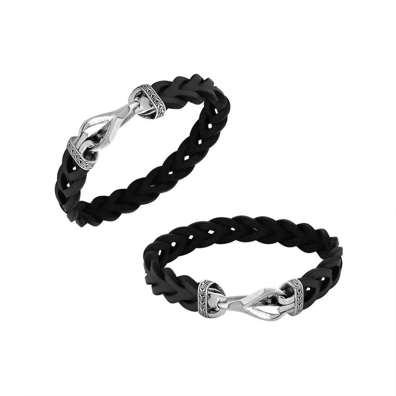 Men's Braided Black Leather Bracelet