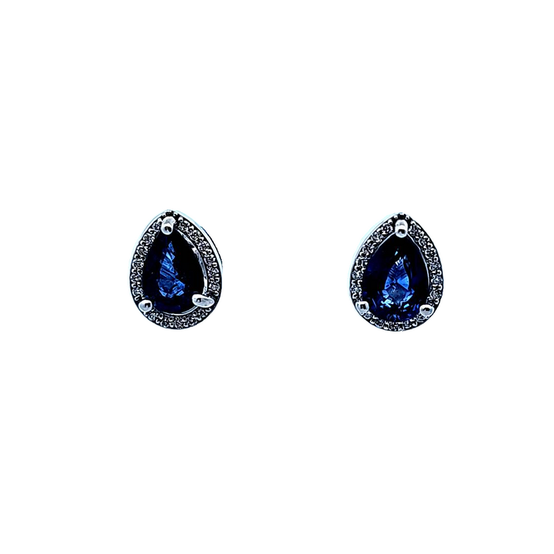 14K WG Sapphire & Diamond Stud Earrings