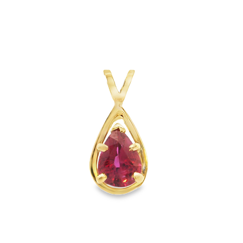 14K YG Lab Grown Ruby Pendant.