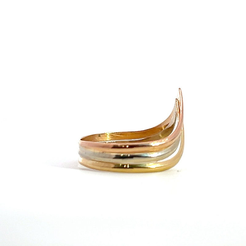 14K Tri Color Gold Chevron Band