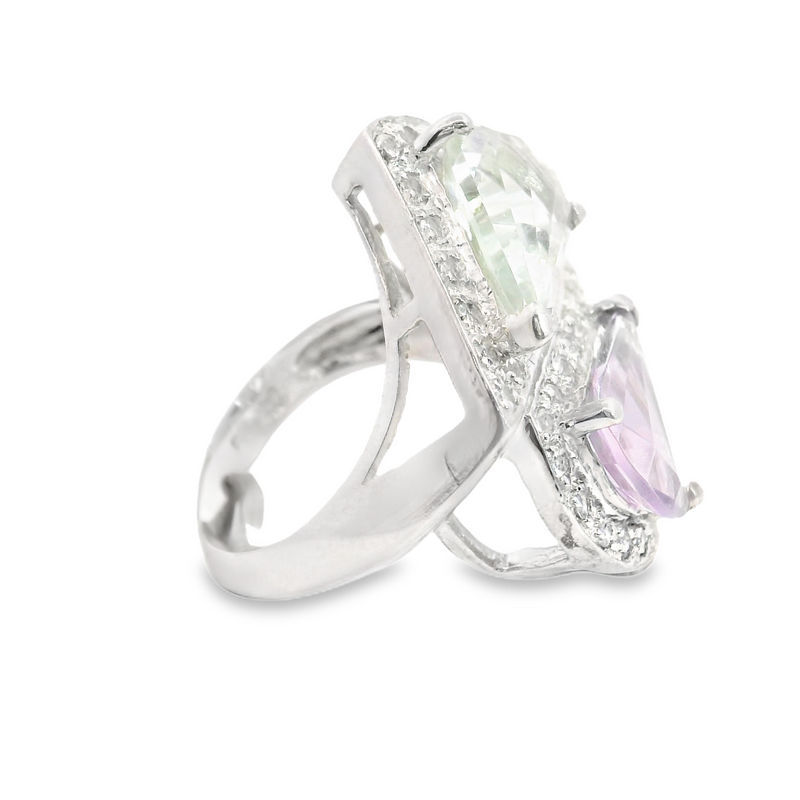 Sterling Silver Purple & Green CZ Ring