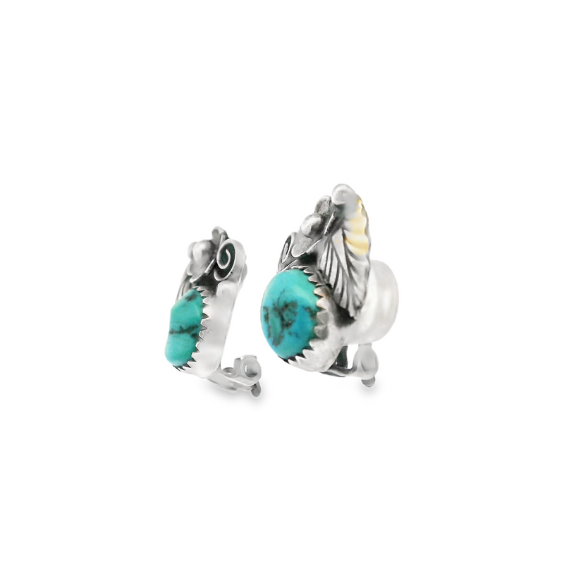 Sterling Silver Native American Turquoise Clip On Earrings