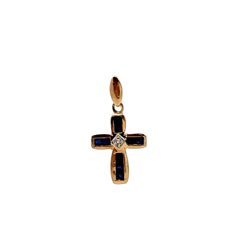 10K YG Sapphire & Diamond Cross